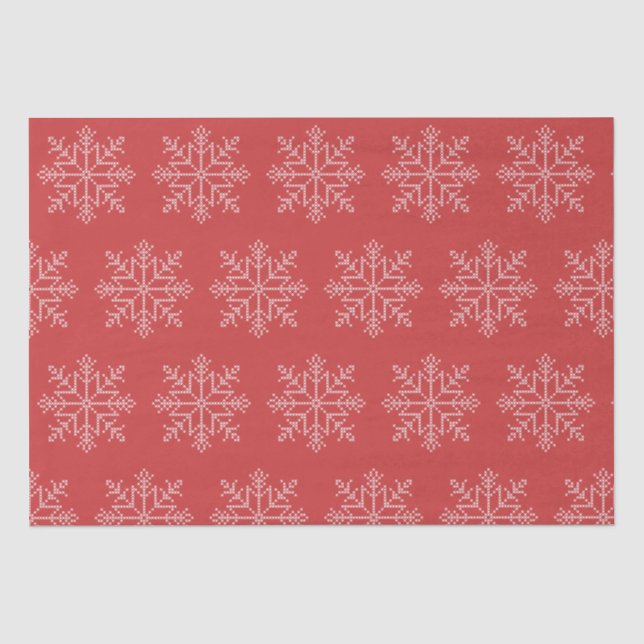 Rote Weihnachtsfeiertage - Schneeflocken Seidenpapier (Vorderseite)