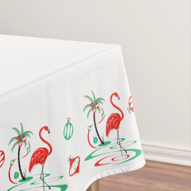 Rote Weihnachtsflamingo-Grenztischdecke Tischdecke (Beispiel)
