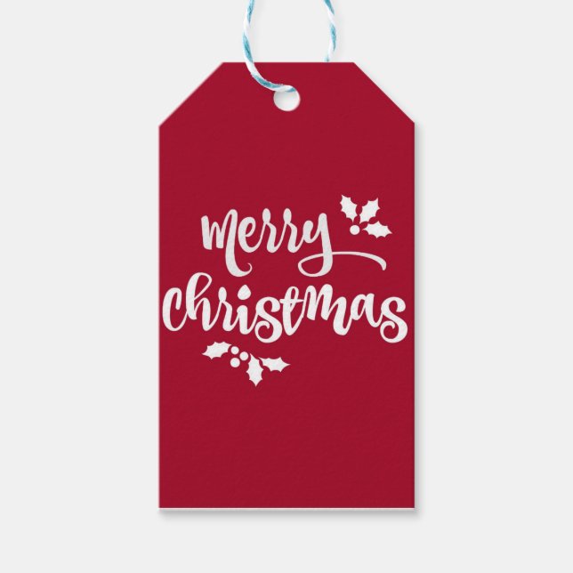 Rote Weihnachtsgeschenke Geschenkanhänger (Vorderseite)