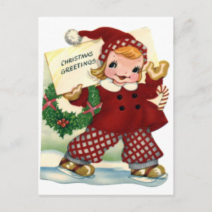 Rote Weihnachtsgrüße Feiertagspostkarte
