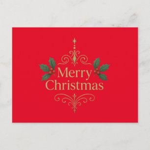 Rote Weihnachtskarte - Frohe Weihnachten Gold Desi Postkarte