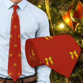 Rote Weihnachtskrawatte mit kleinen goldenen Schle Krawatte