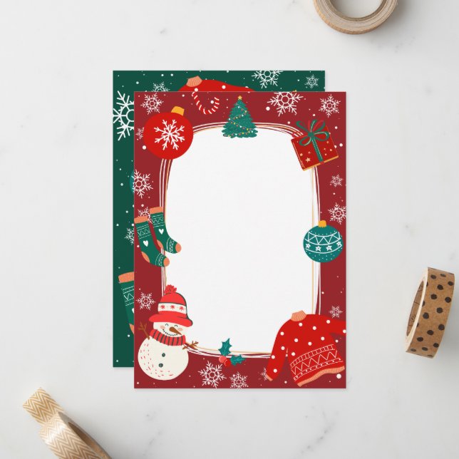 Rote Weihnachtslandschaft Mitteilungskarte (Vorderseite/Rückseite Beispiel)