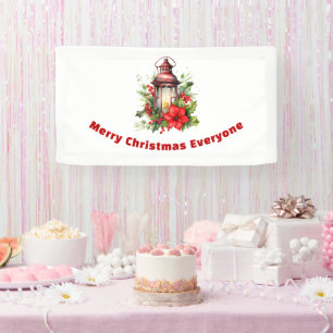 Rote Weihnachtslattern Poinsettia und Kiefer Banner