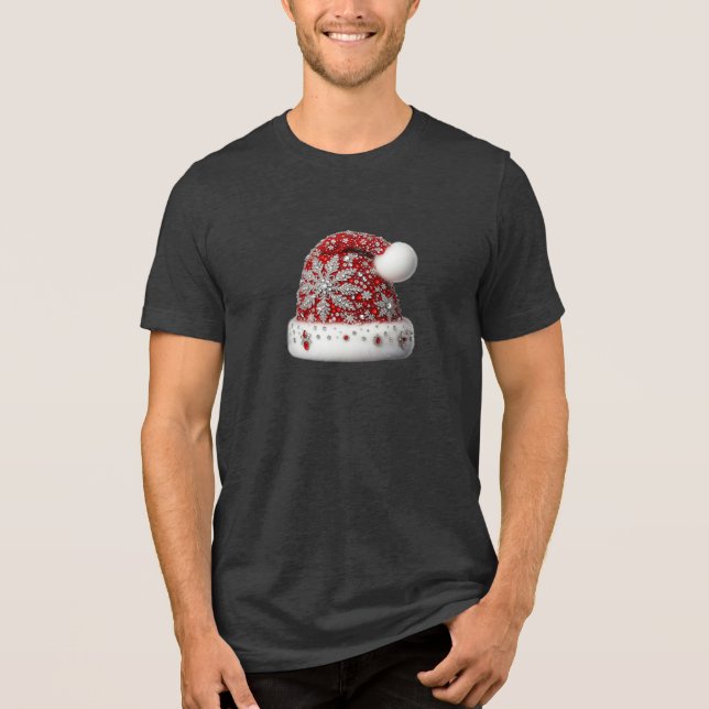 Rote Weihnachtsmannmütze Männer T - Shirt (Vorderseite)