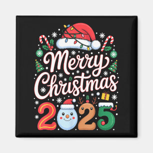 Rote Weihnachtsmannmütze Rentier Frohe Weihnachten Magnet