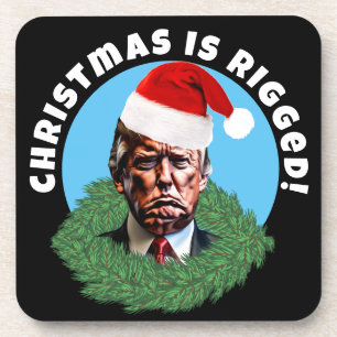 Rote Weihnachtsmannmütze Trump zitterte Weihnachte Getränkeuntersetzer