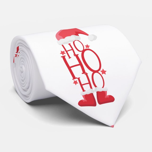 Rote Weihnachtsmannmütze und Stiefel Ho Ho Ho Krawatte (Gerollt)