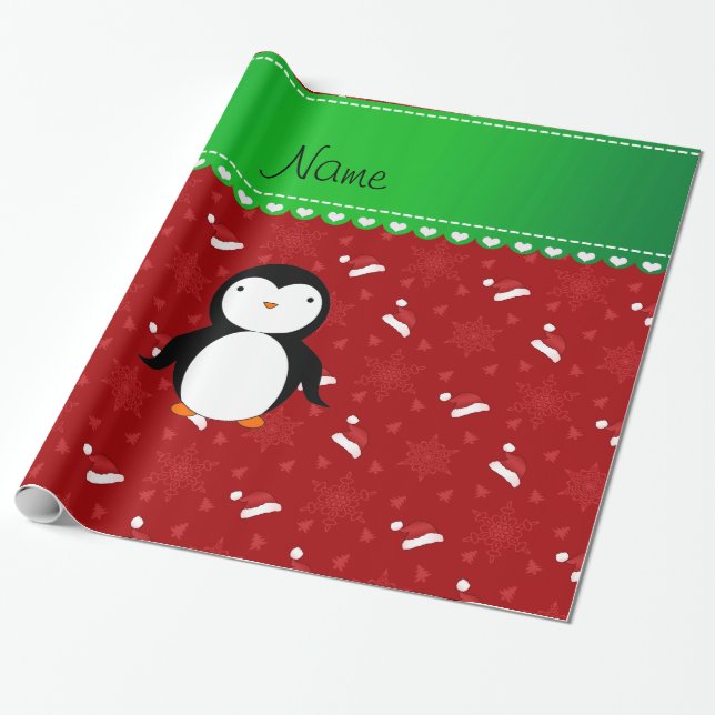 Rote Weihnachtsmannmützeschneeflocke des Geschenkpapier (Ungerollt)