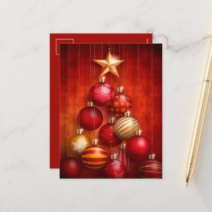 Rote Weihnachtsornamente Geschäft Feiertags Postka Feiertagspostkarte