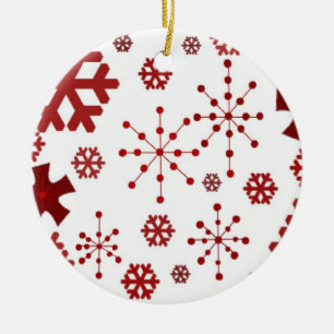 Rote Weihnachtsschneeflocken Keramikornament
