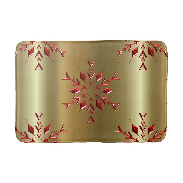 Rote Weihnachtsstars auf Gold Badematte (Vorderseite)