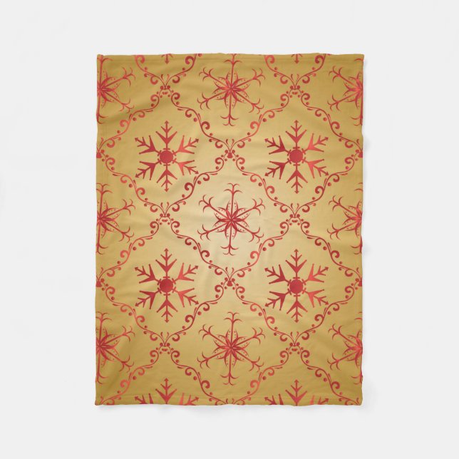 Rote Weihnachtsstars auf Gold Fleecedecke (Vorderseite)