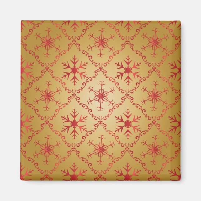 Rote Weihnachtsstars auf Gold Magnet (Vorne)