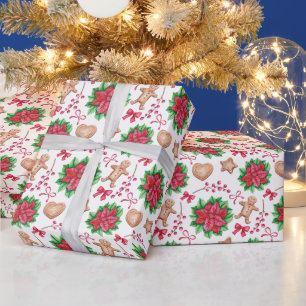 Rote Weihnachtsstern-Blumen-Weihnachtsgeschenke Geschenkpapier
