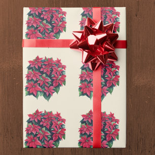 Rote Weihnachtsstern-Christmas-Blume auf hellgelb Geschenkpapier
