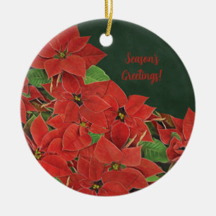 Rote Weihnachtsstern-Saison-Grüße-Karte Keramik Ornament