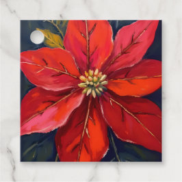 Rote Weihnachtsstern-Weihnachtsblume gemalt Geschenkanhänger
