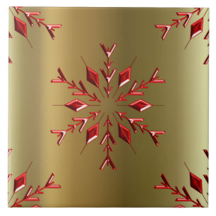 Rote Weihnachtssterne auf Gold Fliese