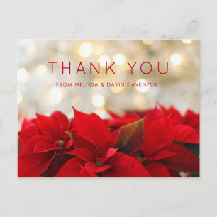 Rote Weihnachtssterne mit goldenen Bokeh-Weihnacht Postkarte