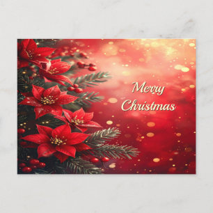 Rote Weihnachtssterne und Beeren Grußkarte Postkarte