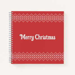 Rote Weihnachtsstickereikunst Notizbuch