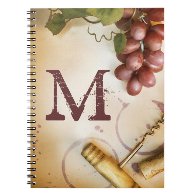 Rote Weintrauben Cork Monogram Erstnotiz Buch (Vorderseite)