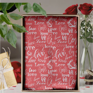 Rote Weiß Liebes-Typografie Valentinstag Seidenpapier