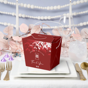 Rote/Weiße Bambusblätter Doppeltes Xi Chinesische Geschenkschachtel