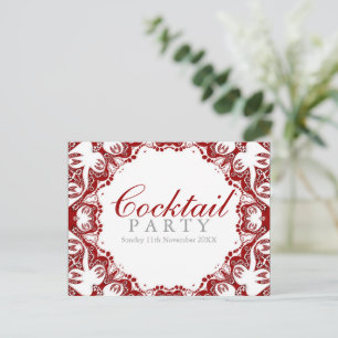 Rote Weiße Batik Spirit Cocktailparty-Einladung Einladungspostkarte