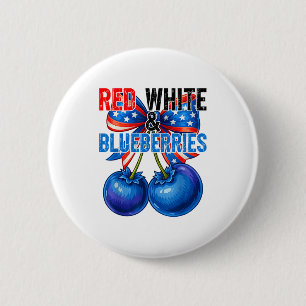 Rote Weiße Blaubeeren Lustig Patriotisch Retro Usa Button