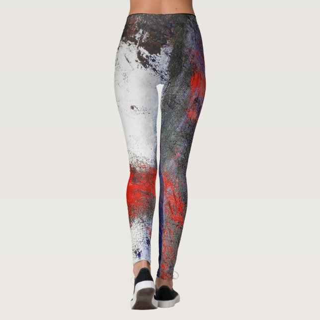 Rote weiße blaue abstrakte ll Leggings (Rückseite)