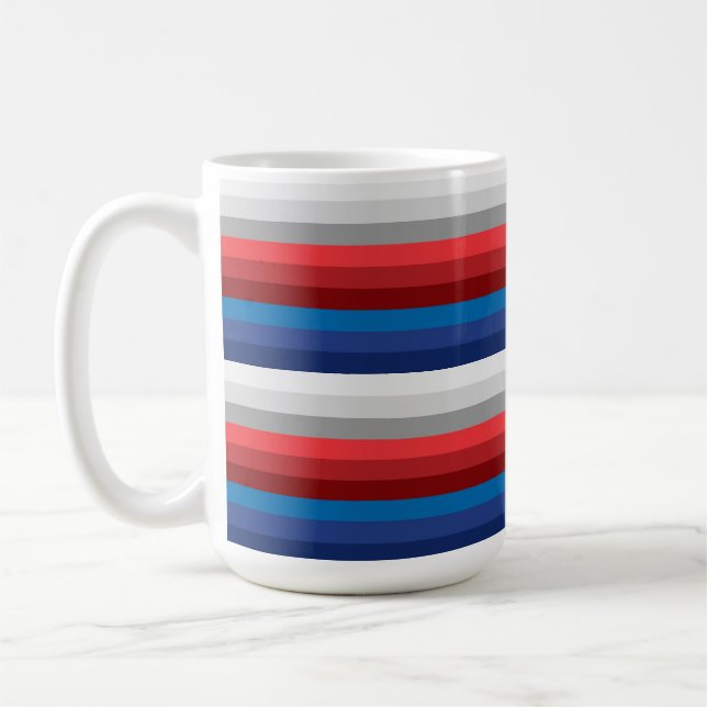 ROTE WEISSE BLAUE GRAY STRIPEN KAFFEETASSE (Links)