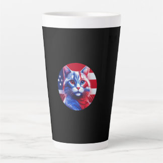 Rote Weiße & Blaue Katze mit amerikanischem Flagge Milchtasse