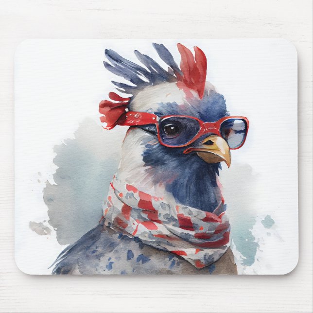 ROTE WEISSE BLAUE PATRIOTISCHE WASSERFARBENKÜCHE MOUSEPAD (Vorne)