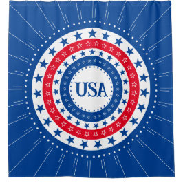 Rote, weiße, blaue Sterne-Initialen oder Monogramm Duschvorhang