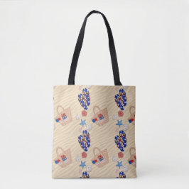 ROTE WEISSE BLAUE STRAND UND SOMMERELEMENTE TASCHE