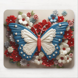 ROTE WEISSE BLUE PATRIOTISCHE SCHALTFLÄCHE UND BLU MOUSEPAD