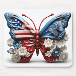 ROTE WEISSE BLUE PATRIOTISCHE SCHALTFLÄCHE UND BLU MOUSEPAD
