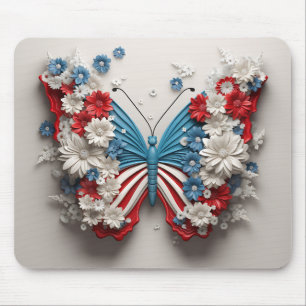 ROTE WEISSE BLUE PATRIOTISCHE SCHALTFLÄCHE UND BLU MOUSEPAD