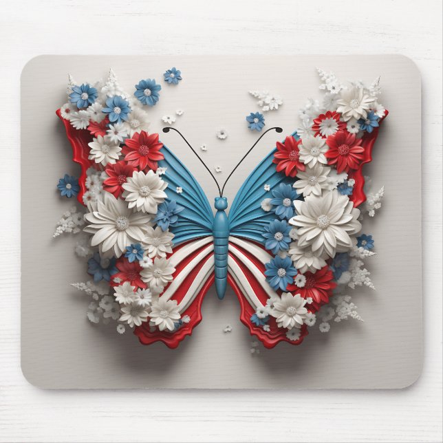 ROTE WEISSE BLUE PATRIOTISCHE SCHALTFLÄCHE UND BLU MOUSEPAD (Vorne)