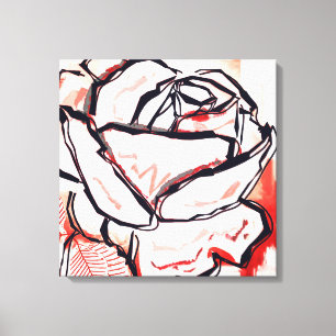 Rote weiße Blume Abstrakte Farbige Rose Wohngestal Leinwanddruck