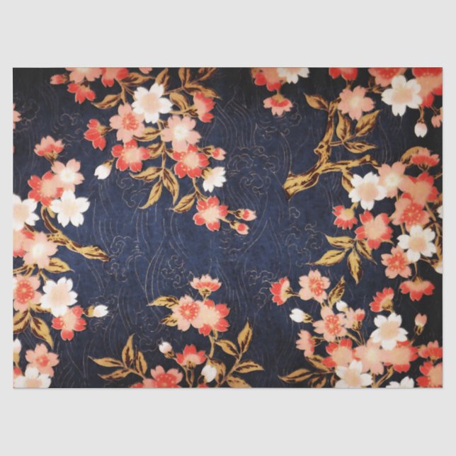 ROTE WEISSE BLUMEN MIT ROTEN BLUMENBLUMEN SEIDENPAPIER (Vorderseite)