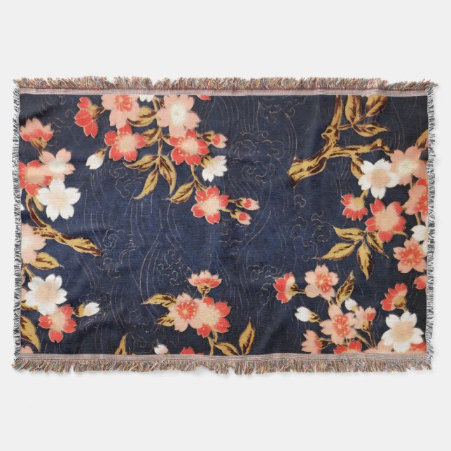 ROTE WEISSE BLUMEN, TIEFE BLUE FLORAL DECKE (Vorderseite)