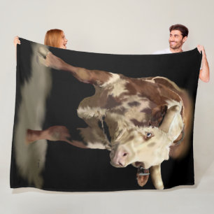Rote Weiße Bucking Bull Western Rodeo Ranch Kunst Fleecedecke