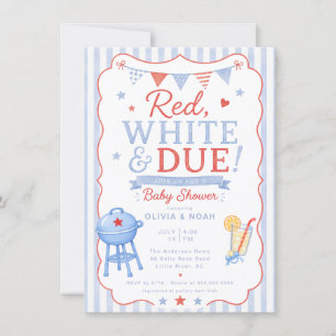 Rote Weiße & Fällige BBQ-Baby-Shower-Einladung Einladung