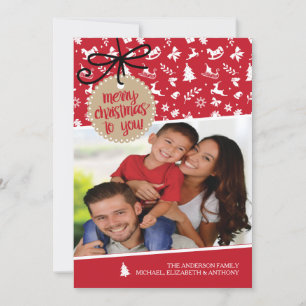 Rote & Weiße Frohe Weihnachten Feiertags-Postkarte