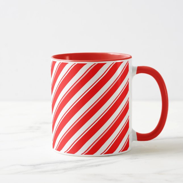 Rote weiße gestreifte Pfefferminz-Muster-Tasse Tasse (Rechts)