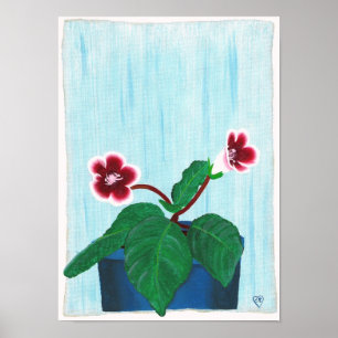 Rote Weiße Gloxinie African Violet Blumenposter Poster
