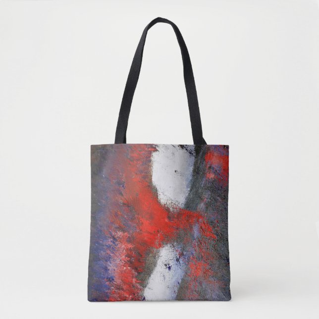 Rote weiße graue abstrakte Taschen-Tasche Tasche (Vorderseite)